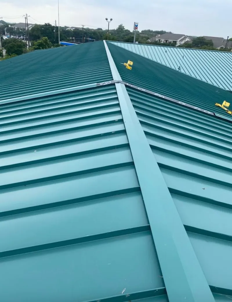 Green commercial metal roof ridge and valley for Metal Roof Repair in Corpus Christi